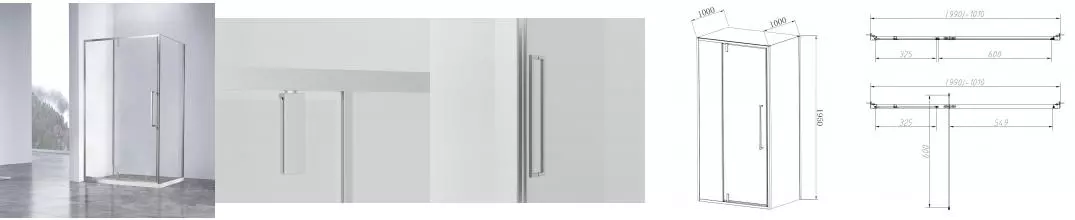 Душевой угол-ограждение «Vincea» Slim-N VSR-4SNP1010CL 100/100 прозрачный/хром квадратный без поддона универсальный