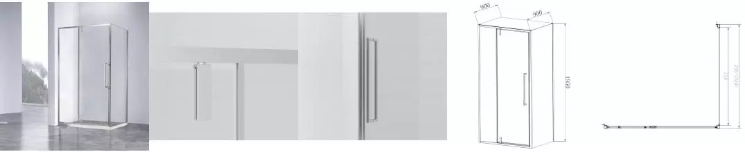 Душевой угол-ограждение «Vincea» Slim-N VSR-4SNP9010CL 100/90 прозрачный/хром прямоугольный без поддона универсальный