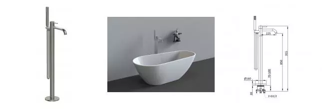 Напольный смеситель для ванны с душем «Vincea» VTF-1DBN брашированный никель Напольный смеситель для ванны с душем «Vincea» VTF-1DBN брашированный никель