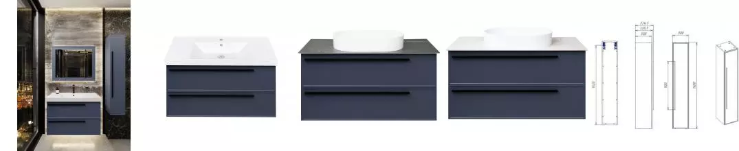 Мебель для ванной подвесная «La Fenice» Elba Twin 100 Blu Grigio