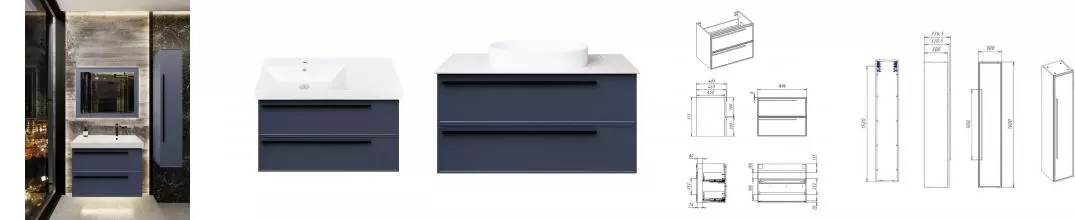 Мебель для ванной подвесная «La Fenice» Elba Twin 90 Blu Grigio
