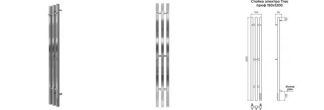 Электрический полотенцесушитель «Terminus» Tres 15/120 профиль сатин