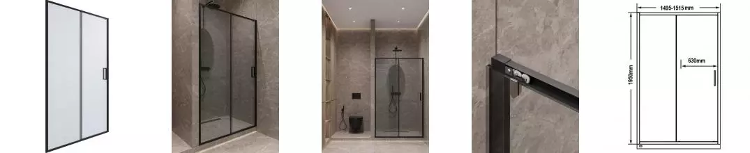 Душевая дверь «Timo» TD-150/03C-6 150/195 прозрачная/чёрная универсальная Душевая дверь «Timo» TD-150/03C-6 150/195 прозрачная/чёрная универсальная