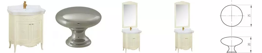 Тумба с раковиной из массива «Migliore» Bella 64 филенчатые с лилией (Bella 73) avorio/ручки хром