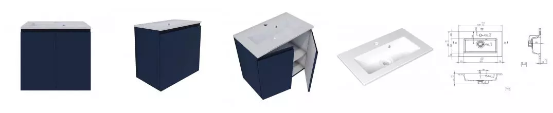 Тумба с раковиной «Mio Casa» Vita Doors 60 (Vita 60) подвесная Blu Grigio