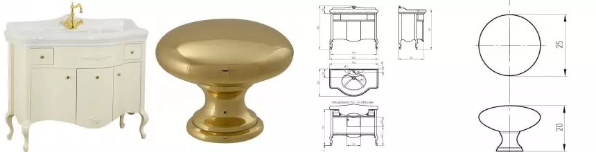 Тумба с раковиной из массива «Migliore» Impero 110 (Impero 110) avorio/ручки золото