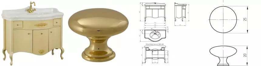 Тумба с раковиной из массива «Migliore» Impero 110 (Impero 110) decape sabbia/ручки золото