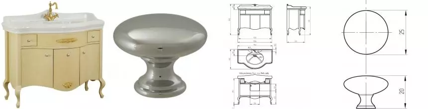 Тумба с раковиной из массива «Migliore» Impero 110 (Impero 110) decape sabbia/ручки хром