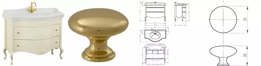 Тумба с раковиной из массива «Migliore» Impero 110 с 2 ящиками (Impero 110) avorio/ручки золото