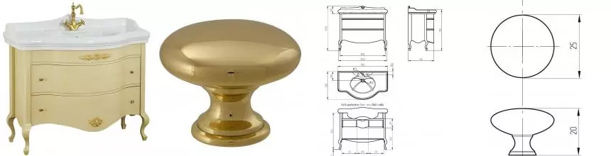 Тумба с раковиной из массива «Migliore» Impero 110 с 2 ящиками (Impero 110) decape sabbia/ручки золото Тумба с раковиной из массива «Migliore» Impero 110 с 2 ящиками (Impero 110) decape sabbia/ручки золото
