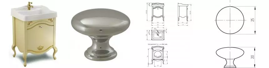 Тумба с раковиной из массива «Migliore» Impero 60 с 1 ящиком (Impero 60) decape sabbia/ручки хром