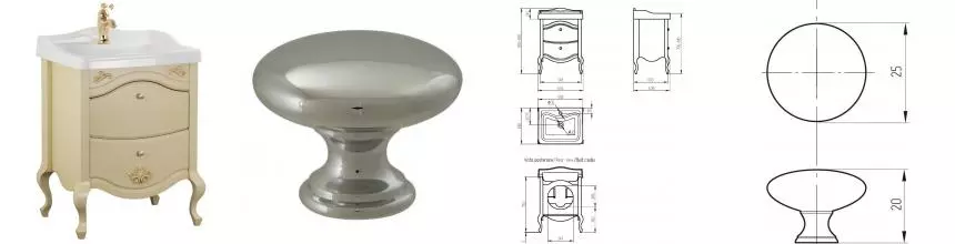 Тумба с раковиной из массива «Migliore» Impero 60 с 2 ящиками (Impero 60) decape sabbia/ручки хром