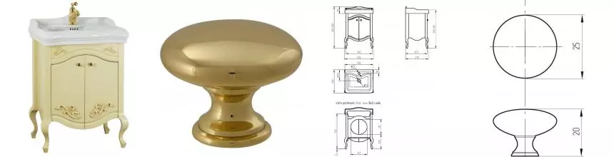 Тумба с раковиной из массива «Migliore» Impero 60 с 2 дверцами (Impero 60) decape sabbia/ручки золото