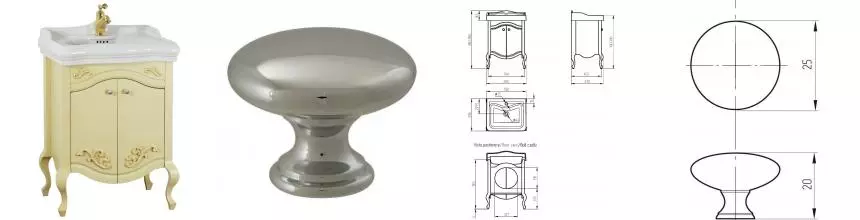 Тумба с раковиной из массива «Migliore» Impero 60 с 2 дверцами (Impero 60) decape sabbia/ручки хром