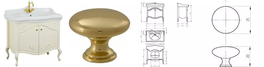 Тумба с раковиной из массива «Migliore» Impero 90 с 2 дверцами (Impero 90) avorio/ручки золото Тумба с раковиной из массива «Migliore» Impero 90 с 2 дверцами (Impero 90) avorio/ручки золото