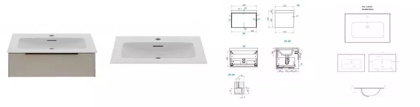 Тумба с раковиной «La Fenice» Simpla 60 (Slim Line 60) подвесная Cappuccino
