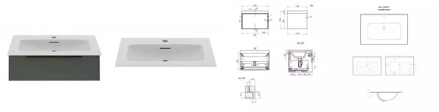 Тумба с раковиной «La Fenice» Simpla 60 (Slim Line 60) подвесная Grigio