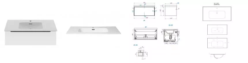 Тумба с раковиной «La Fenice» Simpla 80 (Slim Line 80) подвесная Bianco