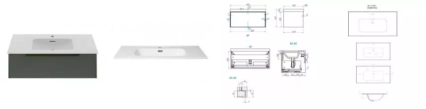 Тумба с раковиной «La Fenice» Simpla 80 (Slim Line 80) подвесная Grigio