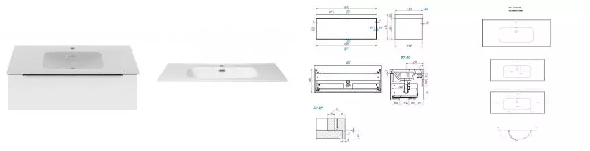 Тумба с раковиной «La Fenice» Simpla 100 (Slim Line 100) подвесная Bianco