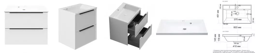 Тумба с раковиной «La Fenice» Simpla Twin 60 (Slim Line 60) подвесная Bianco