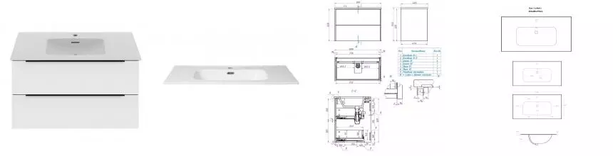 Тумба с раковиной «La Fenice» Simpla Twin 80 (Slim Line 80) подвесная Bianco
