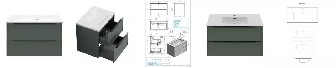 Тумба с раковиной «La Fenice» Simpla Twin 80 (Slim Line 80) подвесная Grigio