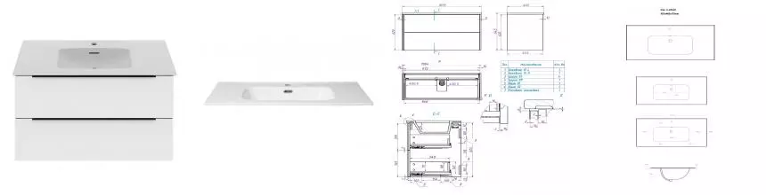 Тумба с раковиной «La Fenice» Simpla Twin 100 (Slim Line 100) подвесная Bianco