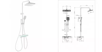 Душевая система с термостатом WONZON & WOGHAND MUSE Lumia, Белый матовый (WW-B4174-MW) · Muse, Wonzon & Woghand, WW-B4174-MW