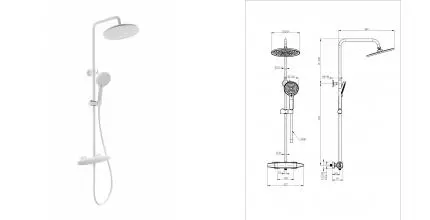 Душевая система с термостатом WONZON & WOGHAND NEO, Белый матовый (WW-B3035-A1-MW) · Neo, Wonzon & Woghand, WW-B3035-A1-MW