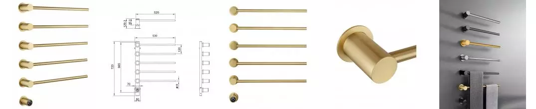 Полотенцесушитель электрический встраиваемый WONZON & WOGHAND HAMBURG, Брашированное золото (WW-AL315-BG) · Hamburg, Wonzon & Woghand, WW-AL315-BG