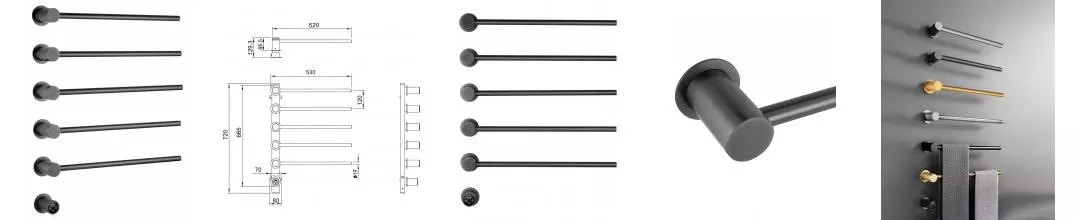 Полотенцесушитель электрический встраиваемый WONZON & WOGHAND HAMBURG, Тёмный графит (WW-AL315-GM) · Hamburg, Wonzon & Woghand, WW-AL315-GM