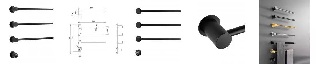 Полотенцесушитель электрический встраиваемый WONZON & WOGHAND HAMBURG, Черный матовый (WW-AL313-MB) · Hamburg, Wonzon & Woghand, WW-AL313-MB