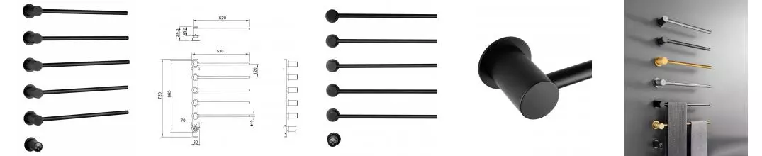 Полотенцесушитель электрический встраиваемый WONZON & WOGHAND HAMBURG, Черный матовый (WW-AL315-MB) · Hamburg, Wonzon & Woghand, WW-AL315-MB