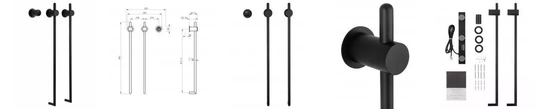 Полотенцесушитель электрический встраиваемый WONZON & WOGHAND LEIPZIG, Чёрный матовый (WW-AL3621-MB) · Leipzig, Wonzon & Woghand, WW-AL3621-MB