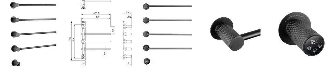 Полотенцесушитель электрический встраиваемый WONZON & WOGHAND MUNCHEN, Темный графит (WW-A354-GM) · Wonzon & Woghand, WW-A354-GM