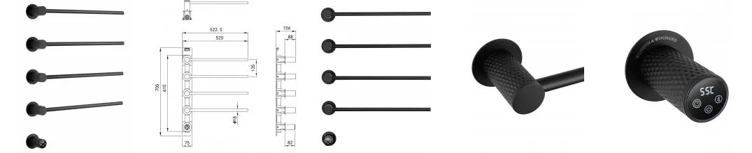 Полотенцесушитель электрический встраиваемый WONZON & WOGHAND MUNCHEN, Черный матовый (WW-A354-MB) · Wonzon & Woghand, WW-A354-MB