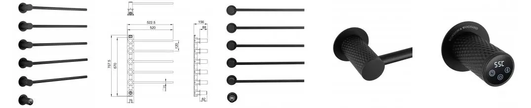 Полотенцесушитель электрический встраиваемый WONZON & WOGHAND MUNCHEN, Черный матовый (WW-A355-MB) · Wonzon & Woghand, WW-A355-MB