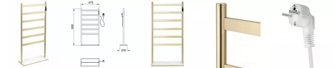 Полотенцесушитель электрический напольный WONZON & WOGHAND ESSEN, Брашированное золото (WW-A406-BG) · Essen, Wonzon & Woghand, WW-A406-BG Полотенцесушитель электрический напольный WONZON & WOGHAND ESSEN, Брашированное золото (WW-A406-BG) · Essen, Wonzon & Woghand, WW-A406-BG