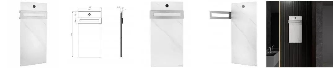 Полотенцесушитель электрический с каменной плитой Белый мрамор WONZON & WOGHAND STUTTGART, Брашированный никель (WW-A501-BR) · Stuttgart, Wonzon & Woghand, WW-A501-BR