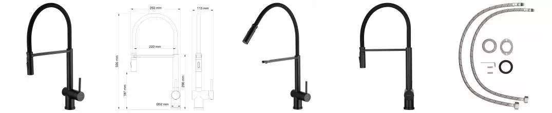 Смеситель для кухни с гибким изливом WONZON & WOGHAND, Чёрный матовый (WW-88438003-MB) · без серии, Wonzon & Woghand, WW-88438003-MB Смеситель для кухни с гибким изливом WONZON & WOGHAND, Чёрный матовый (WW-88438003-MB) · без серии, Wonzon & Woghand, WW-88438003-MB