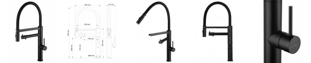 Смеситель для кухни с гибким изливом и подключением фильтра WONZON & WOGHAND, Черный матовый (WW-88458007-MB) · без серии, Wonzon & Woghand, WW-88458007-MB