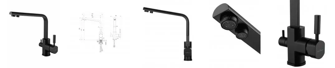 Смеситель для кухни с подключением фильтра WONZON & WOGHAND, Черный матовый (WW-88458003-MB) · без серии, Wonzon & Woghand, WW-88458003-MB