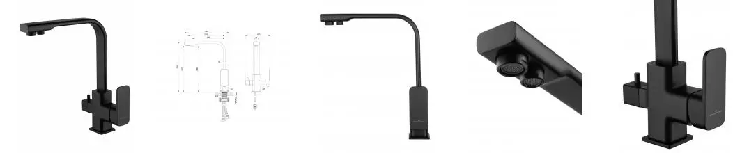 Смеситель для кухни с подключением фильтра WONZON & WOGHAND, Черный матовый (WW-88458004-MB) · без серии, Wonzon & Woghand, WW-88458004-MB