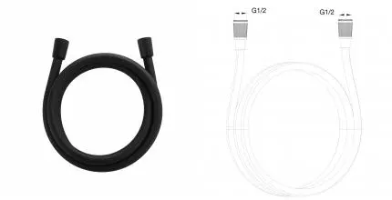 Шланг для душа в силиконовой оплётке 800 мм WONZON & WOGHAND, Черный матовый (WW-RG01-800-MB) · без серии, Wonzon & Woghand, WW-RG01-800-MB