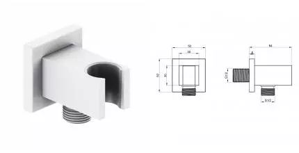 Шланговое подключение с держателем  WONZON & WOGHAND, Белый матовый (WW-HZ2312-MW) · без серии, Wonzon & Woghand, WW-HZ2312-MW