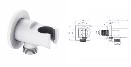 Шланговое подключение с держателем WONZON & WOGHAND, Белый матовый (WW-HZ2319-MW) · без серии, Wonzon & Woghand, WW-HZ2319-MW