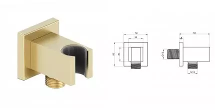Шланговое подключение с держателем WONZON & WOGHAND, Брашированное золото (WW-HZ2312-BG) · без серии, Wonzon & Woghand, WW-HZ2312-BG