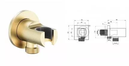 Шланговое подключение с держателем WONZON & WOGHAND, Брашированное золото (WW-HZ2319-BG) · без серии, Wonzon & Woghand, WW-HZ2319-BG