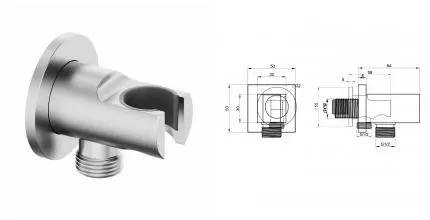 Шланговое подключение с держателем WONZON & WOGHAND, Брашированный никель (WW-HZ2319-BN) · без серии, Wonzon & Woghand, WW-HZ2319-BN